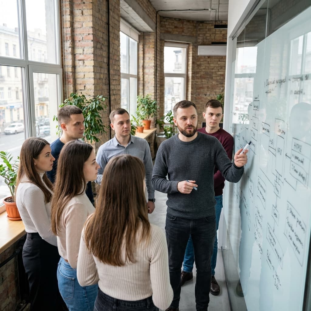 Engineering Consensus: Senior architects conducting a technical review of the core system architecture.